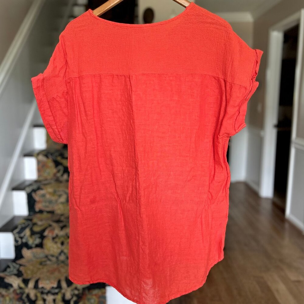 SAIPH 100% Italian Linen Dolman Sleeve Tunic Top Lagenlook Poppy Runs Like Sz 1X - Picture 3 of 10